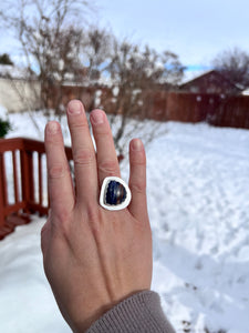 Sodalite Statement Ring-Size 9.5 -sterling silver