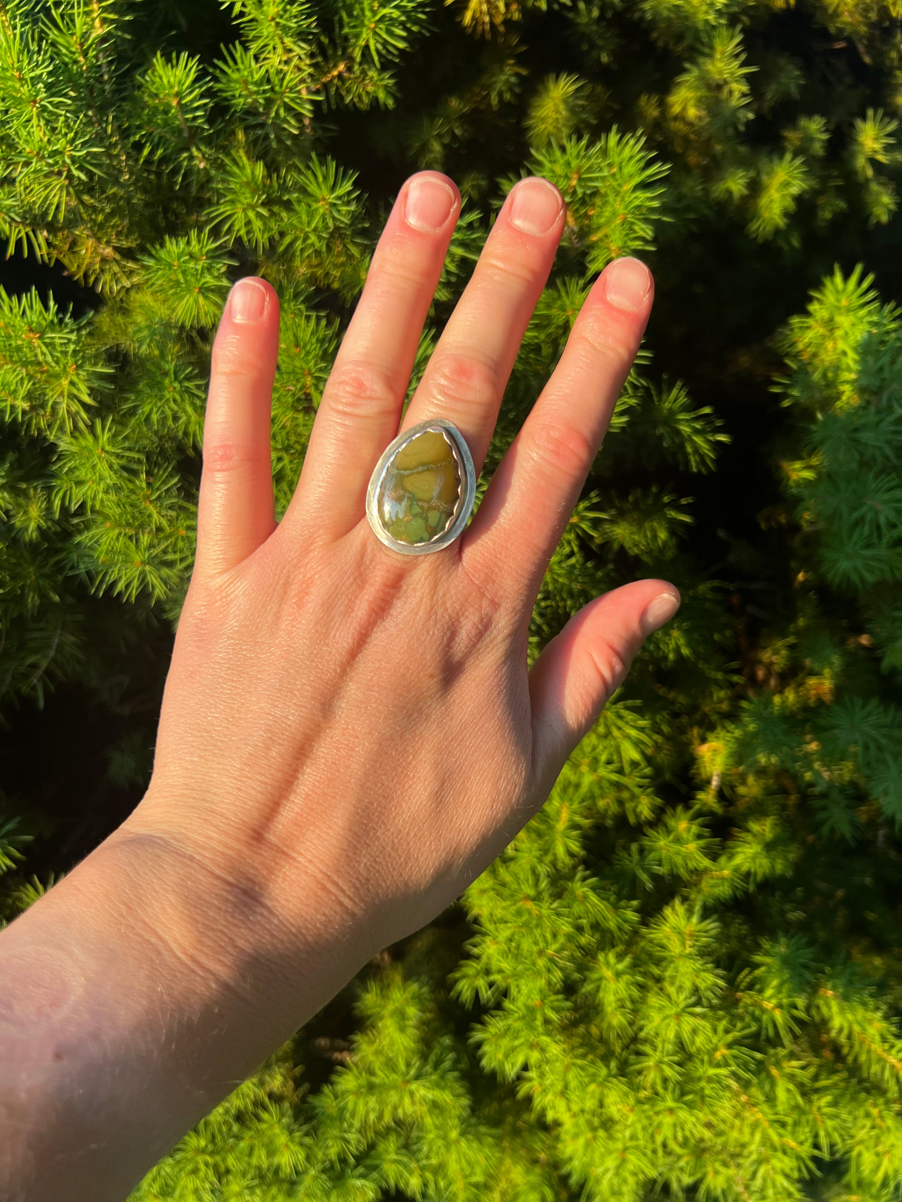 Green Jasper Ring-size 91/2