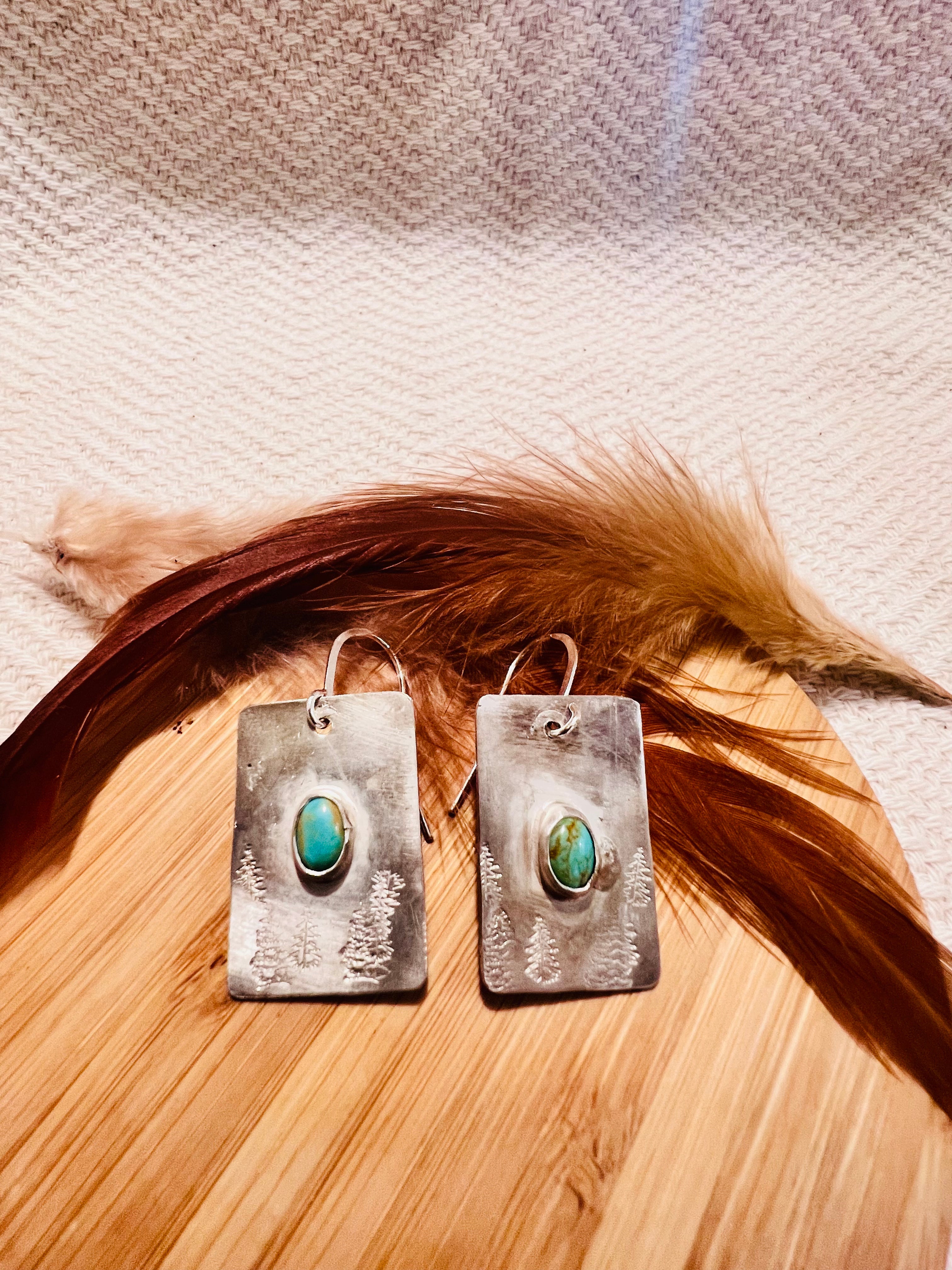 ✺Hand Stamped Sonoran Turquoise Earrings✺